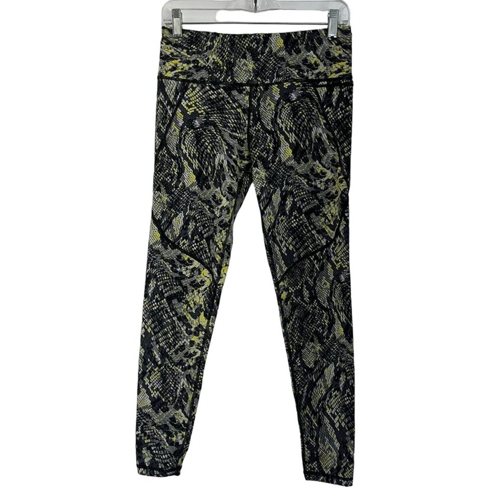 Sweaty Betty The Power Full Length Leggings Black Green Yellow Snakeskin Print M